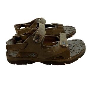 Columbia Mens Interchange Green Leather Flat Comfort Sports Sandals Shoes Sz 12